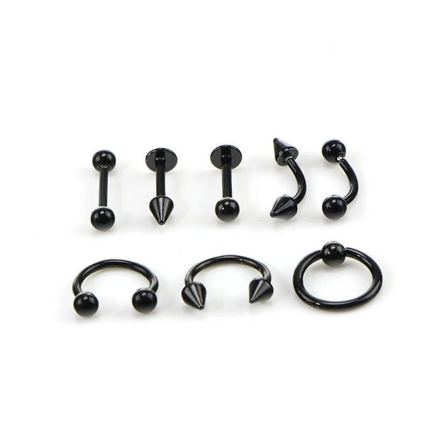 8pc 14g Horseshoe Earrings Circular Barbell Ring Black Rose Gold Septum Spike Cartilage Tragus Rook 8pc 14g Horseshoe Earrings Circular Barbell Ring Black Rose Gold Septum Spike Cartilage Tragus Rook